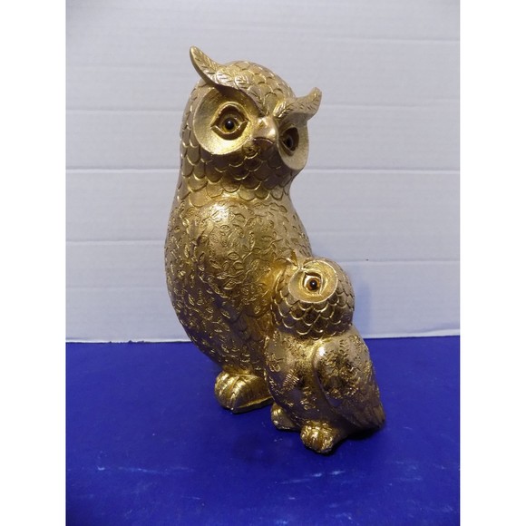 NEW Gold Owl and Baby Statue Figurine - Picture 2 of 6